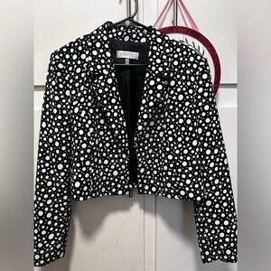 Kasper Women's Black and White Circle Pattern Blazer
